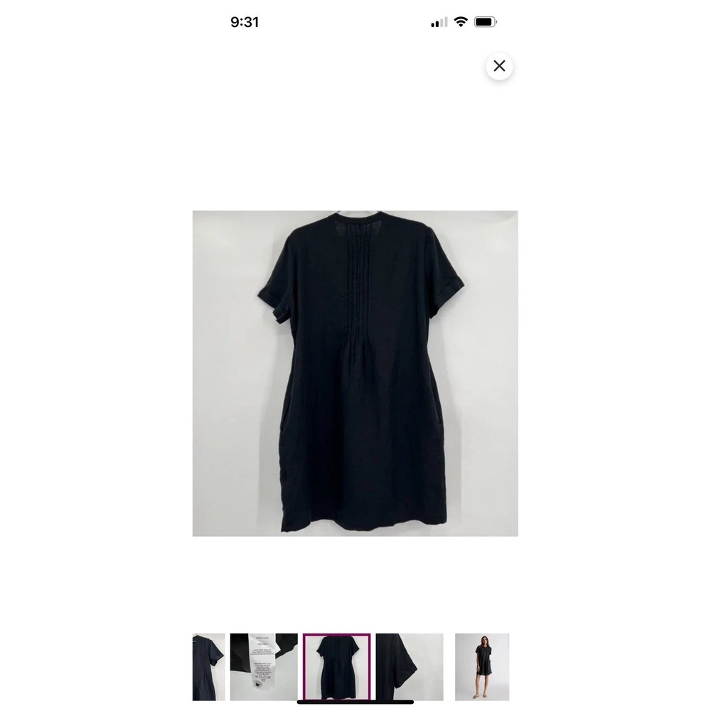 Quince Women 100% European Linen Short Sleeve Swing Dress Black Size Large - Picture 4 of 9